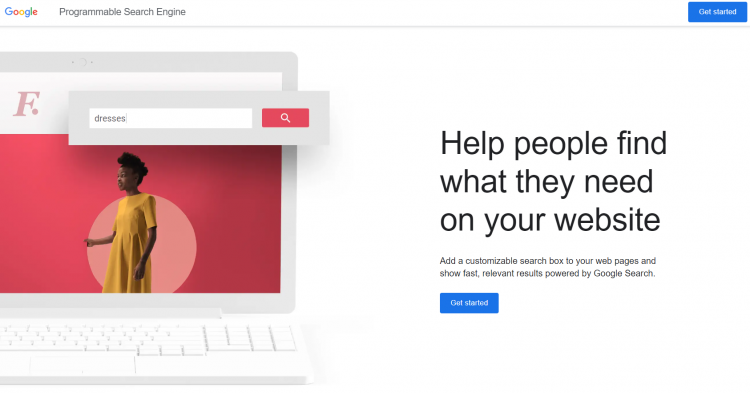 Google Custom Search landing page