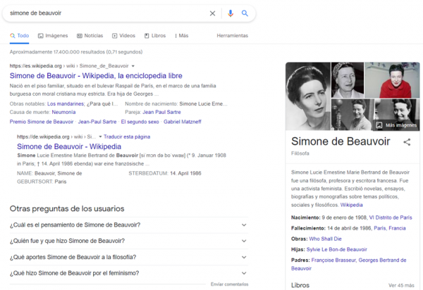 Ejemplo de Google Knowledge Graph
