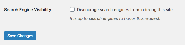 discourage search engines checkbox