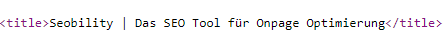 title tag of the Seobility home page