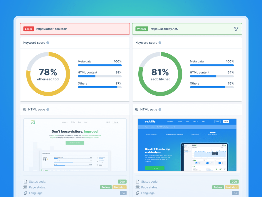 Comparador Web SEO